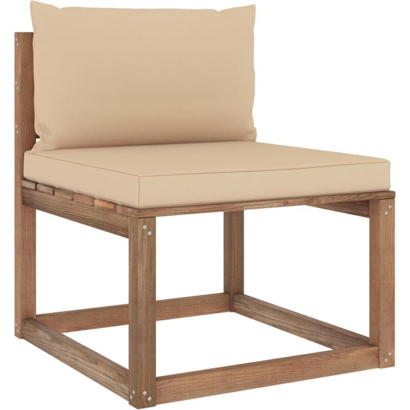 Canapé de milieu palette de jardin avec coussins beige