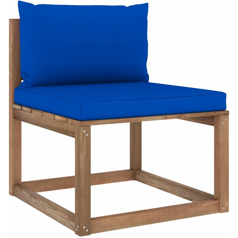 Canape de milieu palette de jardin avec coussins bleu