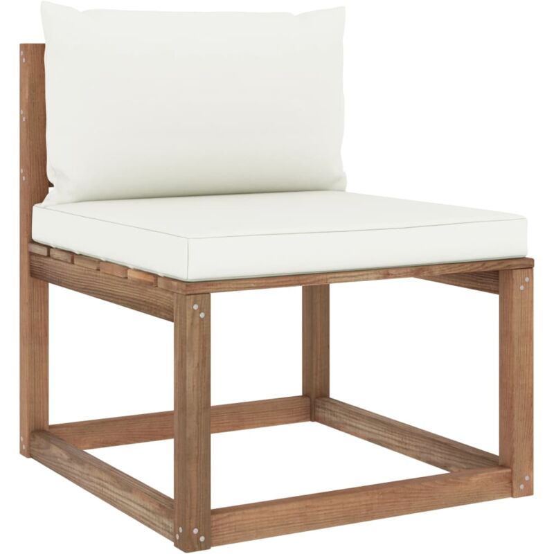 Vidaxl - Canapé de milieu palette de jardin avec coussins crème