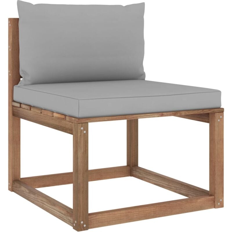 Canapé de milieu palette de jardin avec coussins gris
