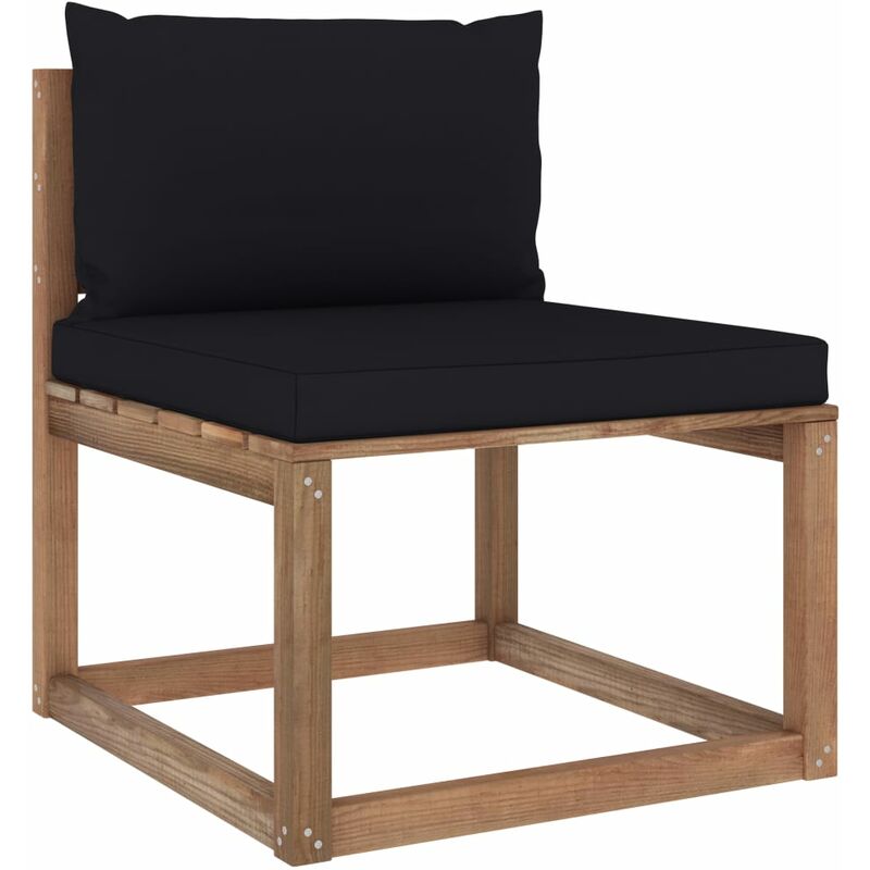 Canapé de milieu palette de jardin avec coussins noir