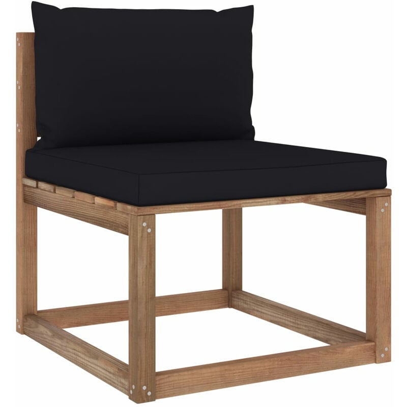 Canape de milieu palette de jardin avec coussins noir