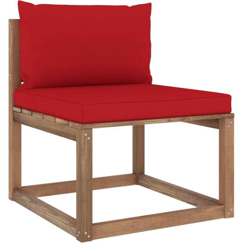 Canapé de milieu palette de jardin avec coussins rouge