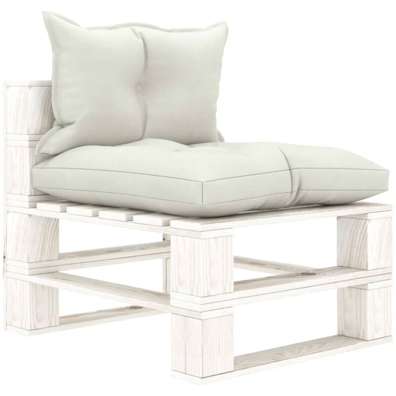 Canapé palette de milieu de jardin avec coussins beige Bois Vidaxl