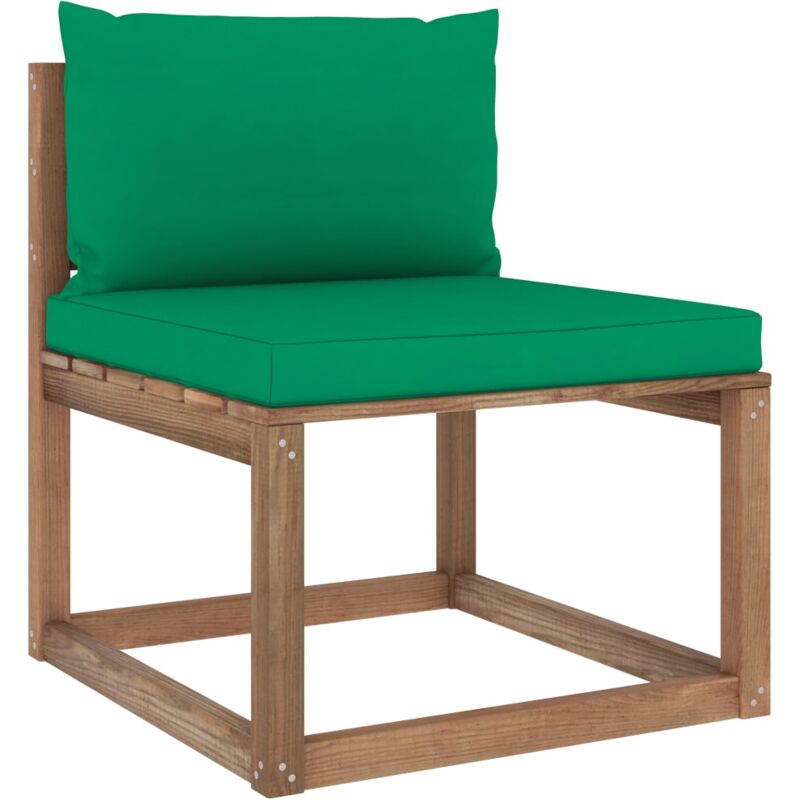 Canapé de milieu palette de jardin avec coussins vert