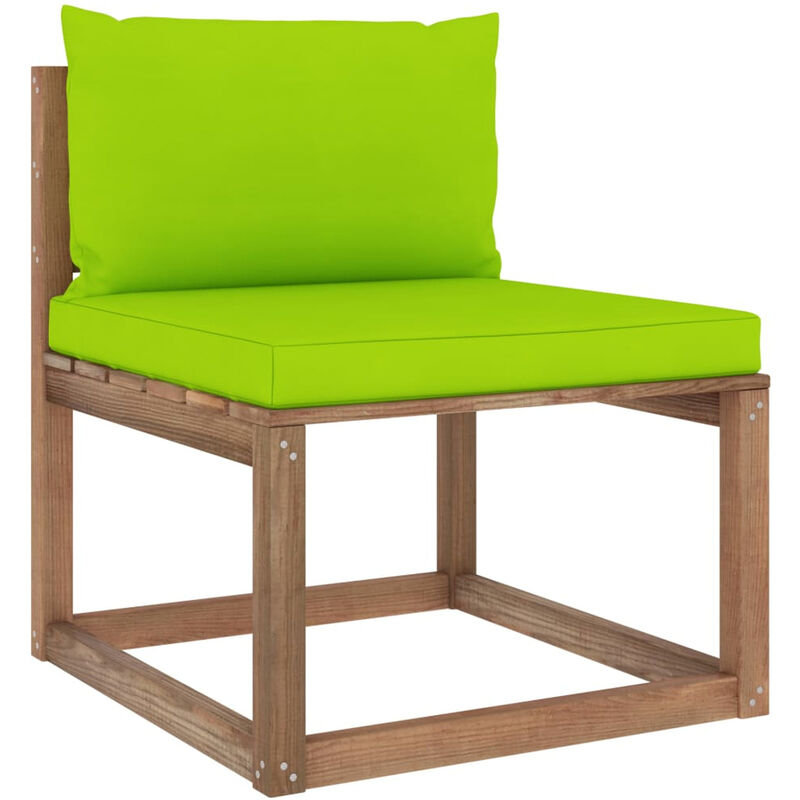 Canape de milieu palette de jardin avec coussins vert vif