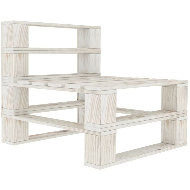 Helloshop26 - Canapé de milieu palette de jardin bois 60 x 67,5 x 60,8 cm blanc