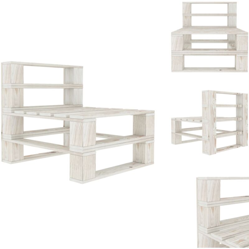 Canapé de milieu palette de jardin bois blanc - Canapé Jardin - Banc Jardin - Mobilier De Jardin - Terrasse - Jardin