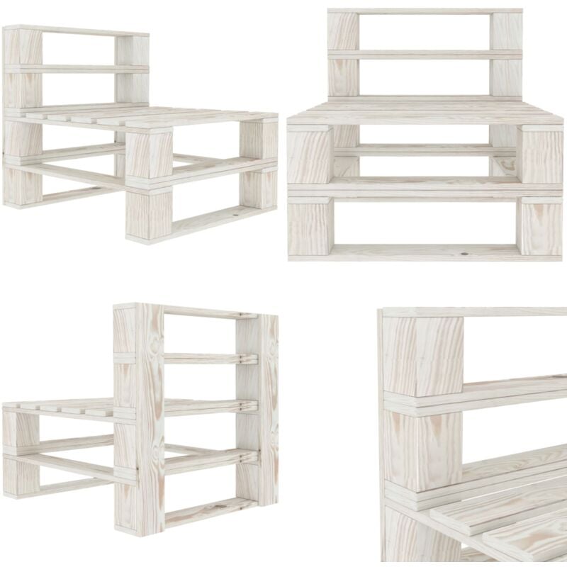 Canapé de milieu palette de jardin bois blanc - Canapé Jardin - Banc Jardin - Mobilier De Jardin - Terrasse - Jardin - Home & Living