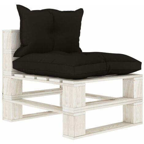 Canapé de milieu palette de jardin Canapé relax - Banc de jardin avec coussins noir Bois BV764541 - BonneVie