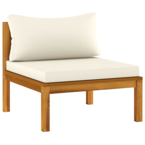 Canapé de milieu sectionnel Canapé fixe  Canapé scandinave Sofa avec coussin blanc crème Acacia 43602