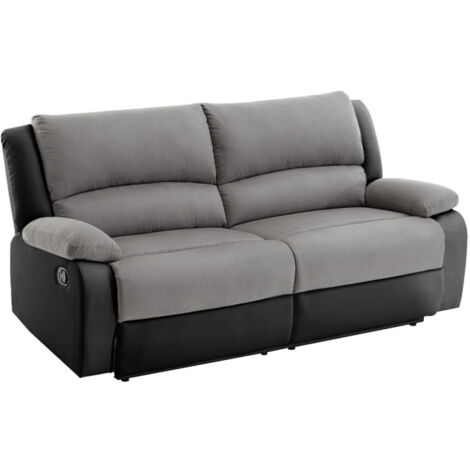 Canapé de Relaxation 2 Assises XXL "Walker" 193cm Gris & Noir