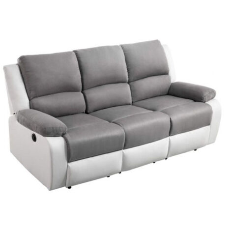 Canapé de Relaxation Électrique 3 Places "Ota" 192cm Gris & Blanc