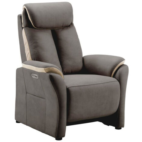 Canapé de relaxation électrique en nubuck Kondort-Gris foncé-1 place électrique