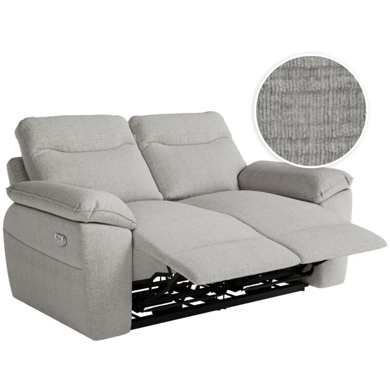 Canapé de relaxation électrique ross 2 places en tissu texturé 3D - Gris clair