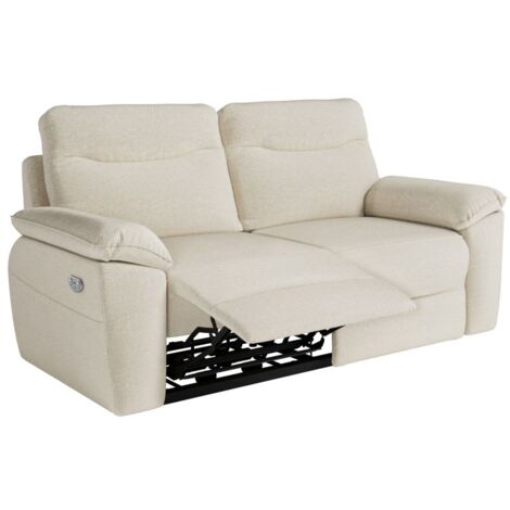 Canapé de relaxation électrique ROSS 3 places en tissu - Beige