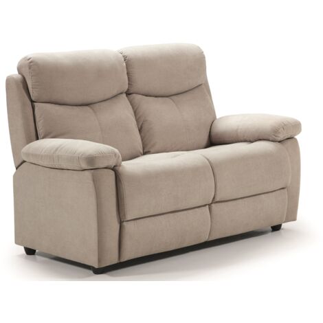 Canapé de relaxation en tissu Kosta-Beige clair-3 places relax électrique