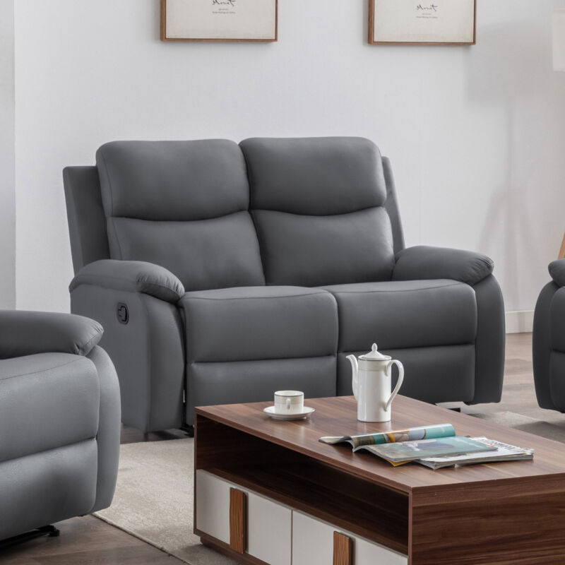 M&s - Canapé de relaxation manuel 2 places en pu anthracite - zolara M&s - Canapé de relaxation manuel 2 places en pu anthracite - zolara