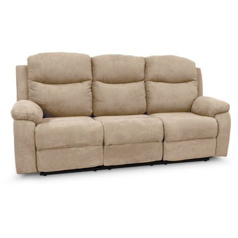 Canapé de relaxation manuel 3 places en tissu BONA - Beige