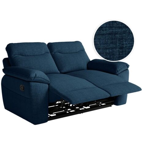 Canapé de relaxation manuel ROSS 2 places en tissu texturé 3D - Bleu foncé