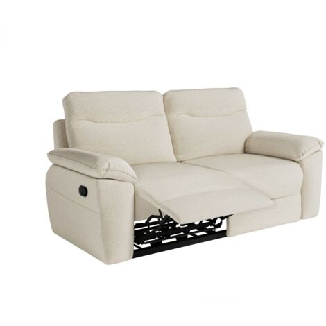 Canapé de relaxation manuel ROSS 3 places en tissu - Beige
