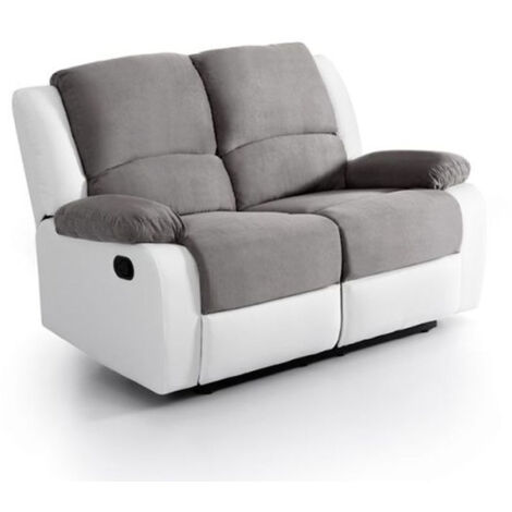 Canapé de Relaxation Microfibre "Polo" 143cm Gris & Blanc
