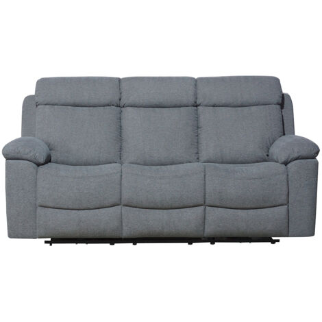 Canapé de salon de 3 places avec 2 zones relax en tissu couleur Gris - Longueur 206 x profondeur 96 x hauteur 102 cm