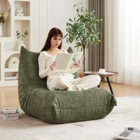 Canapé Design Chenille 101x94x71 cm - Chaise Longue Au Sol Sans Accoudoirs avec Mémoire de Forme, Vert - Salon Chambre