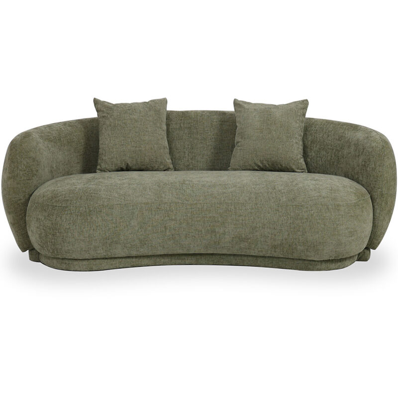 Canapé de Style Contemporain Courbé Rembourré en Chenille - 3 Places - Courbé Olive Canapé de Style Contemporain Courbé Rembourré en Chenille - 3 Places - Courbé Olive