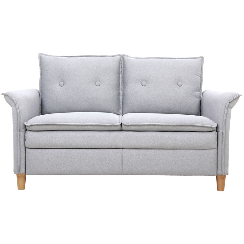 Miliboo - Canapé scandinave 2 places en tissu gris clair et bois clair cliff