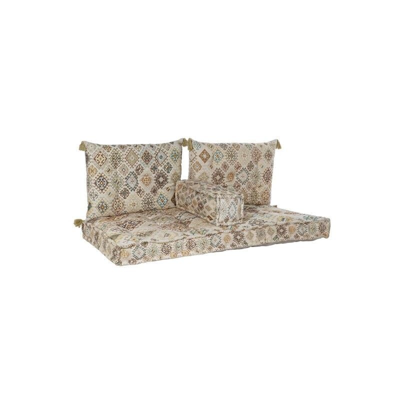 Canapé deux places Dkd Home Decor Beige Marron Coton Jaune (145 x 76 x 13 cm)