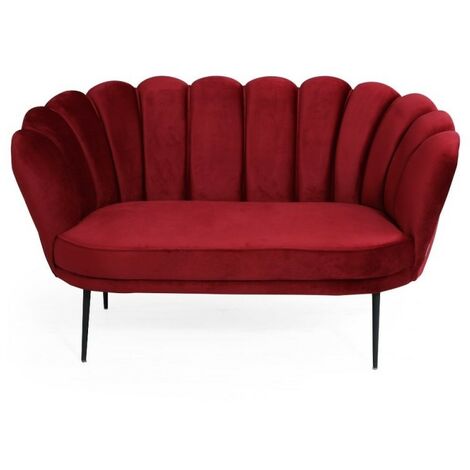 IPERBRIKO Canapé deux places en velours coquillage rouge Orel cm 135x76,5xh. 79