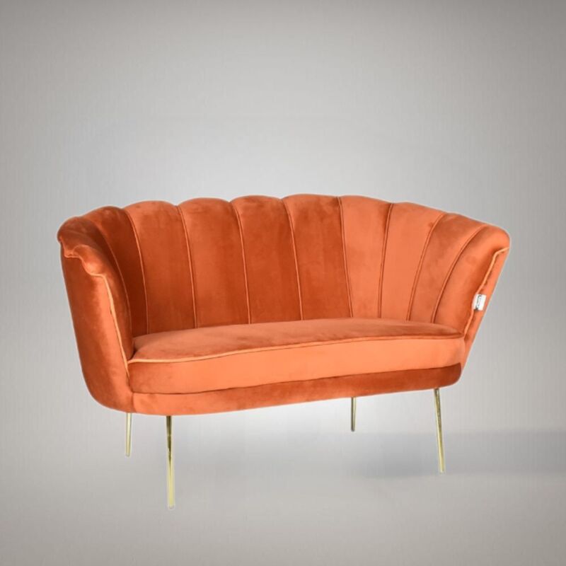 Iperbriko - Canapé deux places Orel en velours Babyface 09 rouille, pieds dorés H76xL130xP70.