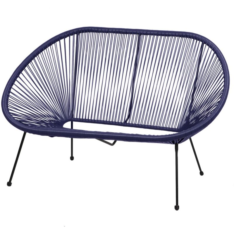 Canapé d'extérieur en résine – 137x92x85 cm – Bleu marine – Élégance et confort