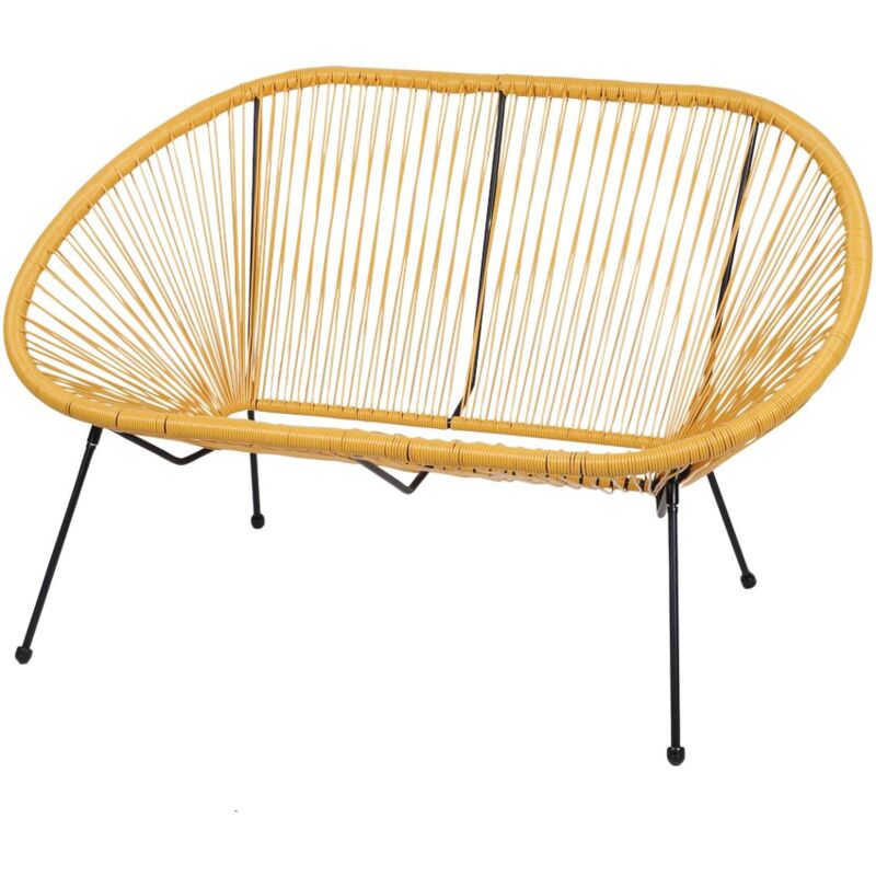 Canapé d'extérieur en résine – 137x92x85 cm – Jaune moutarde – Élégance et confort