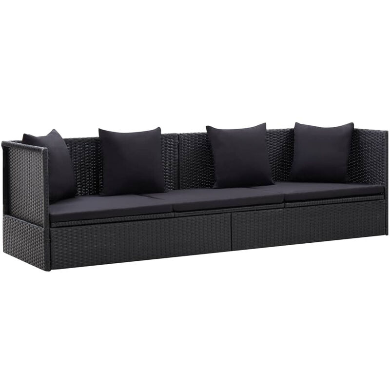 Asupermall - Canape d'exterieur et coussin et oreiller Resine tressee Noir