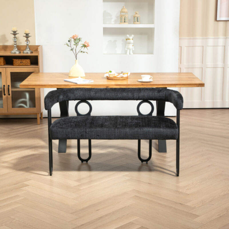 Okwish - Canapé-lit double, dossier arrondi, canapé moderne et confortable, tissu chenille noir, forme unique, adapté au salon, chambre, bureau,