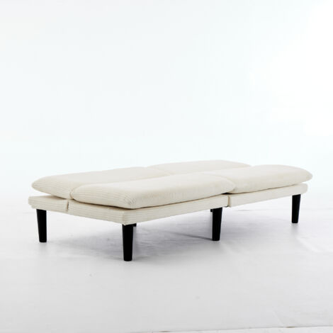 Canapé doublement réglable pour 2 personnes, en couleur beige. Les dimensions sont de 106 à 180°. Les pieds en plastique noir confèrent au canapé une apparence élégante.