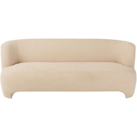 Canapé droit 2/3 personnes en tissu bouclette blanc cassé - EDELWEISS