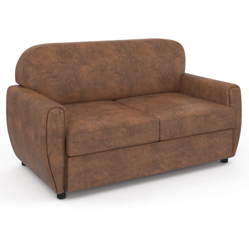 Idmarket - Canapé droit 2 places club vintage gaston marron foncé effet vieilli