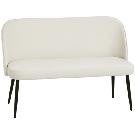 Canapé droit 2 places-modèle contemporain-cadre métal et bois-tissu velours-beige-127x63x84,5cm