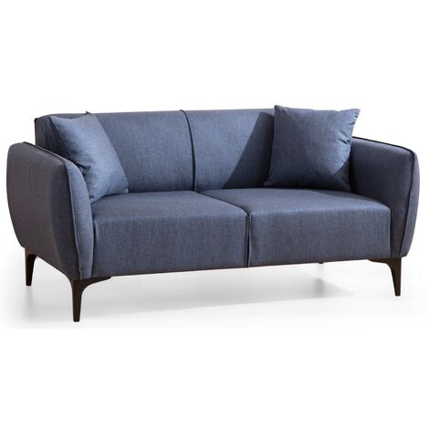 Canapé droit 2 places tissu bleu Bellano 180cm