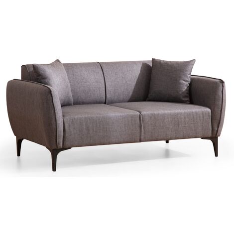 Canapé droit 2 places tissu gris foncé Bellano 180cm