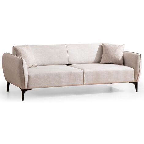 Canapé droit 3 places tissu beige clair Bellano 220cm