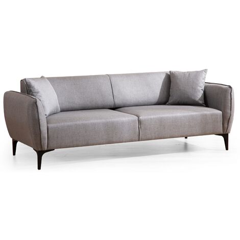 Canapé droit 3 places tissu gris clair Bellano 220cm
