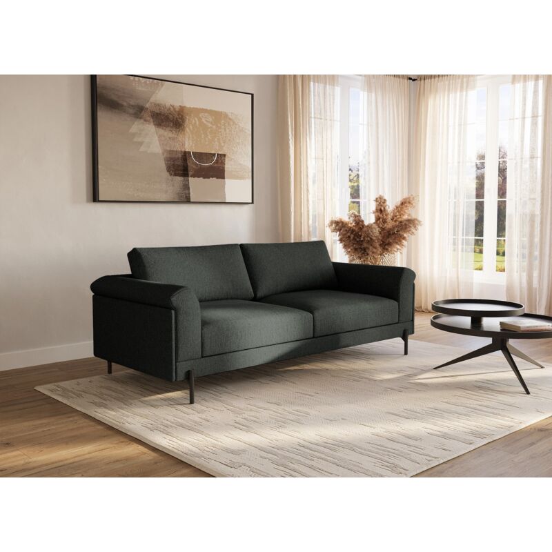 LEIA - Canapé 3 places en tissu gris foncé LEIA
