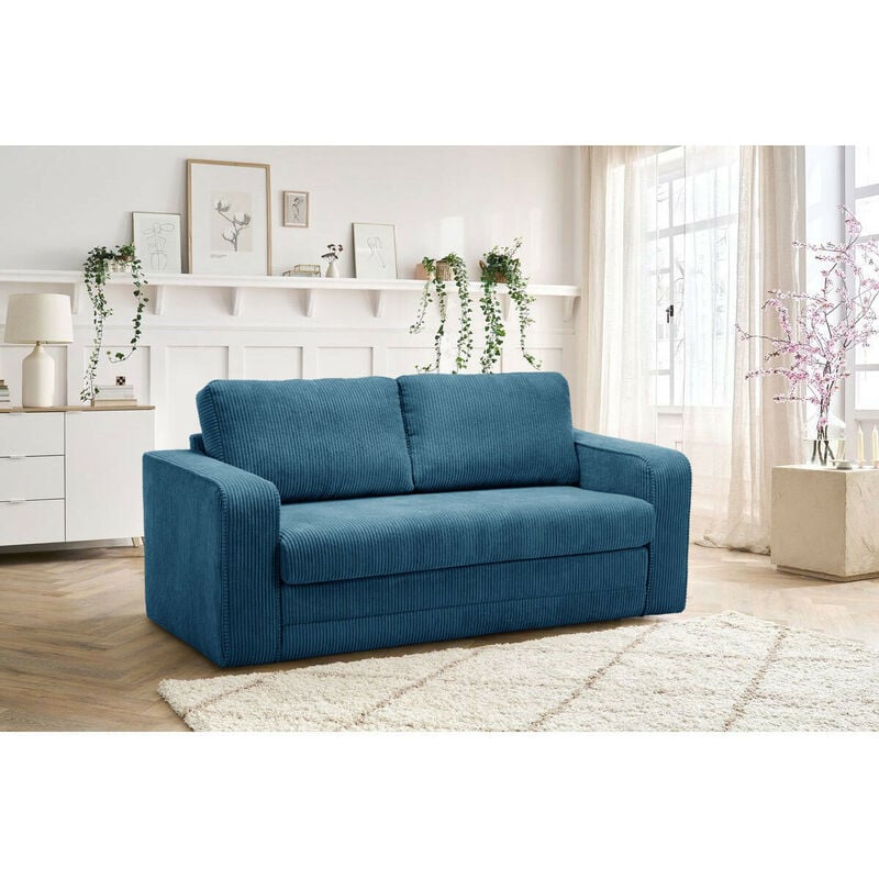 Canapé droit Bleu Velours Design