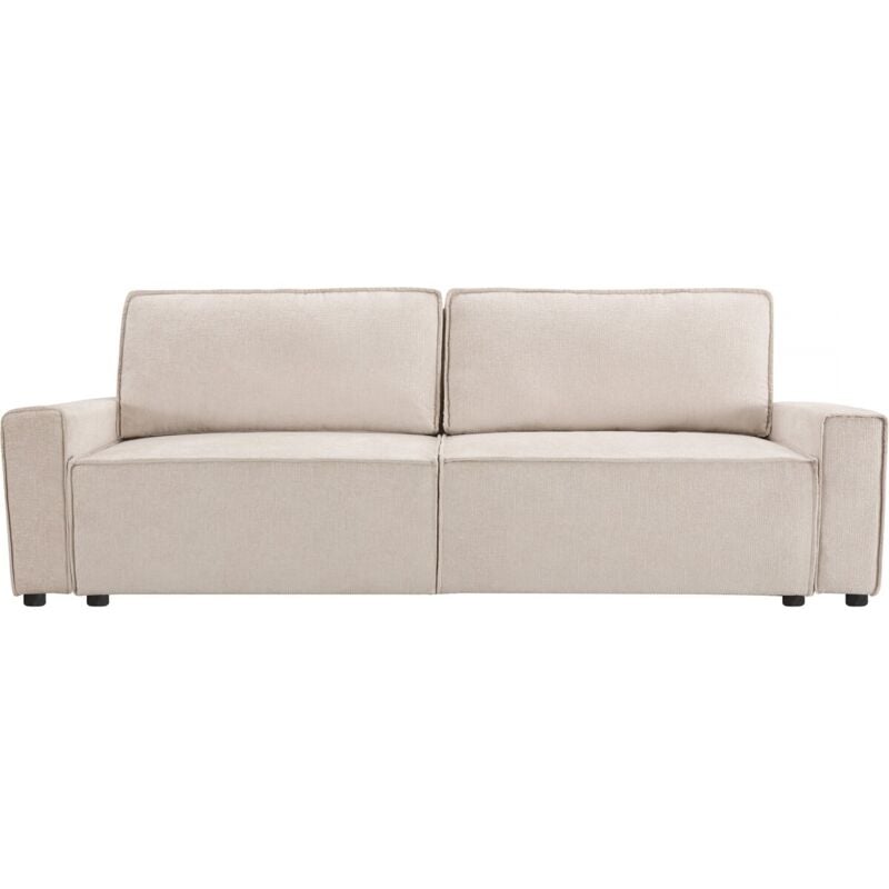Palozi Sofa - Canapé droit convertible en tissu chenille 'Montaigne' - 3 places - Beige