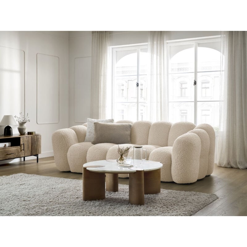 Canapé droit fixe 3 places hippolyte Beige - Bobochic