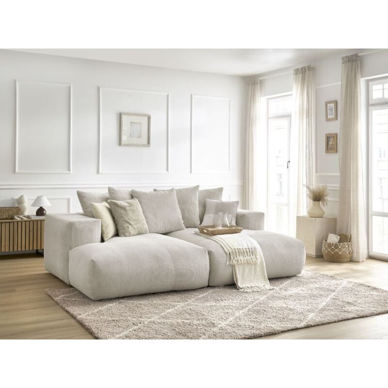 BOBOCHIC - Canapé droit fixe 4 places VOLTAIRE assise profonde Beige